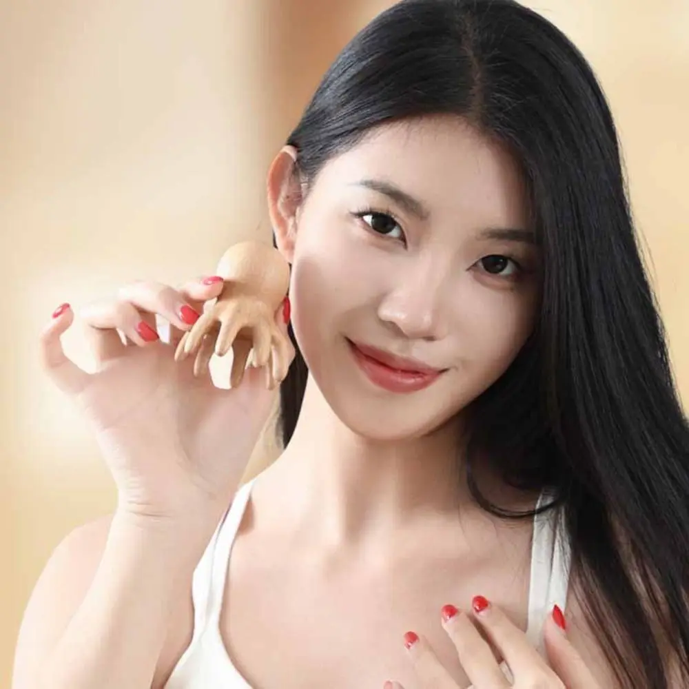

Scraping Device Octopus Massage Comb Meridian Dredging Acupoint Stick Beech Wood Comb Head Blood Circulation Anti Static