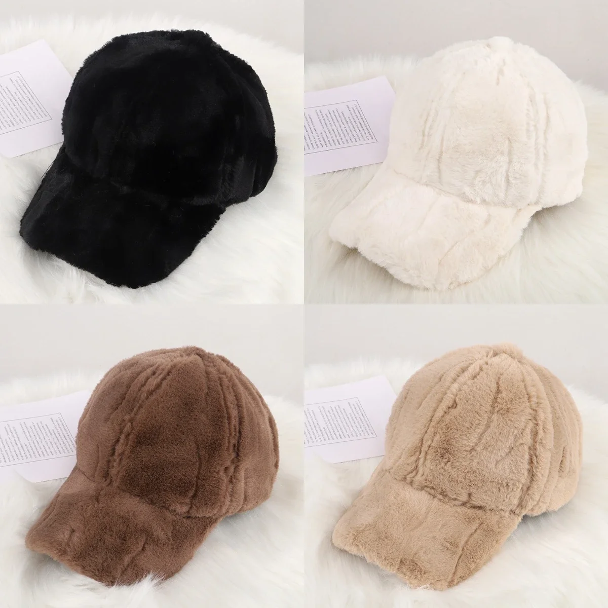 

Solid Faux Fur Baseball Cap Winter Hats Women Men Thickened Hat Outdoor Sunshade Keep Warm Adjustable Gorras Casquette Dad Hat