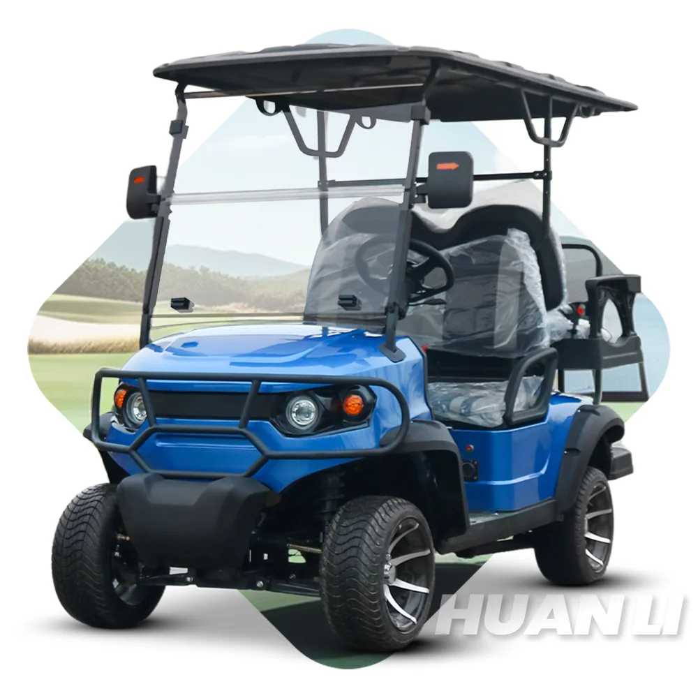 Huanli Electric 4-Passenger Off-Road Club Car Golf Cart With Shining LED Lights Steel Material 5KW Motor-Vehicle Machinery