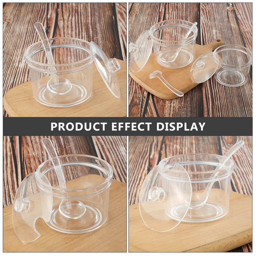 2 قطعة غطاء حاويات توابل أكريليك كبيرة للمطبخ، وعاء تخزين المطعم والملح والسكر والفلفل، شفاف #5