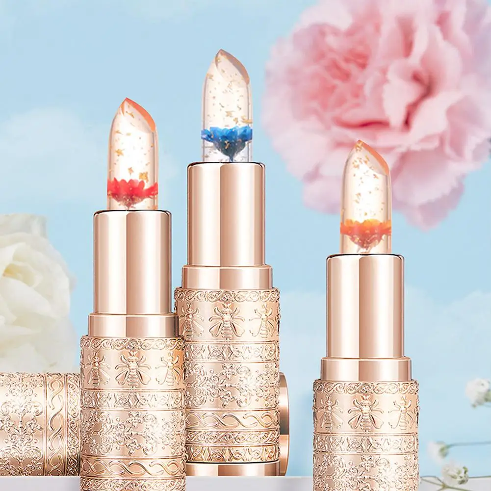 Flower Lip Balm Color Change Lipstick Flower Jelly Flower Lipstick Hydrating Moisturizing Waterproof Makeup Cosmetics For Women