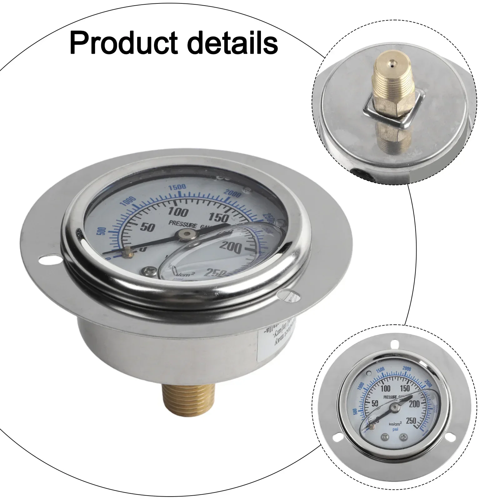 14PT Axial Pressure Gauge with Shock Resistant Edge 0 250KG Oil Pressure Measuring Instrument for Factory and Workshop Use