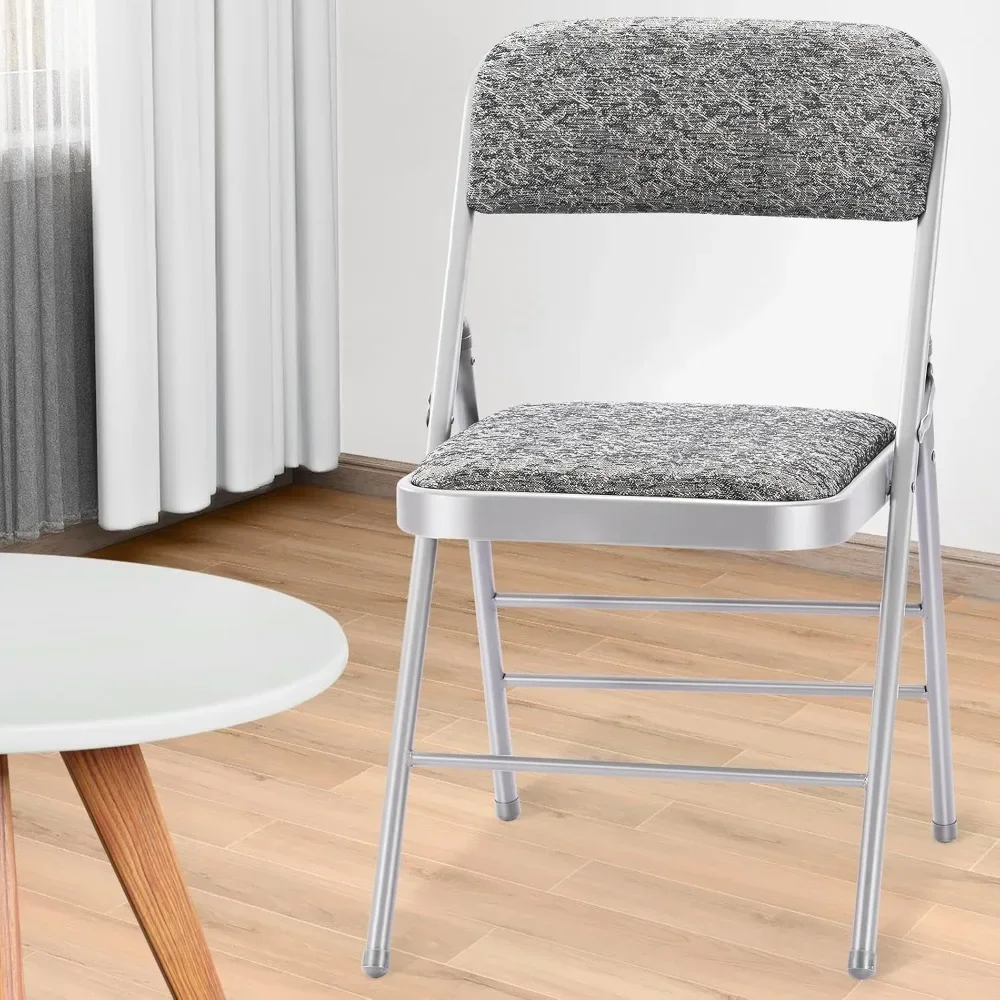 Commercial Grade Fabric Cushioned Folding Chairs, 4-Pack with Padded Seats and Backs for Heavy Use, Ideal for Hospitality and Ou