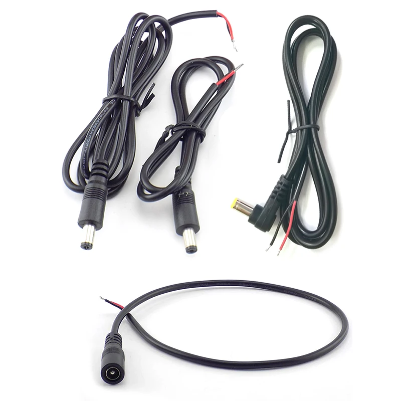 50cm 2 pin wire DC male female cable right angel cord 5.5mmx2.1MM 3A 5A Power Plug supply extend Charging Connector