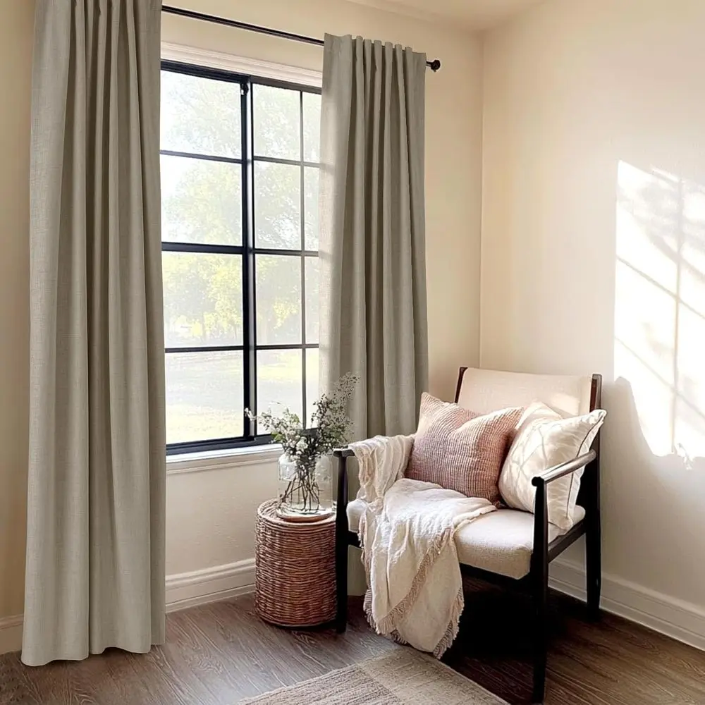 96 lange verduisteringsgordijnen van imitatielinnen, set met 2 panelen, 50 W x 96 l, achterlip/staafzak, thermisch geïsoleerd voor slaapkamer en woonkamer