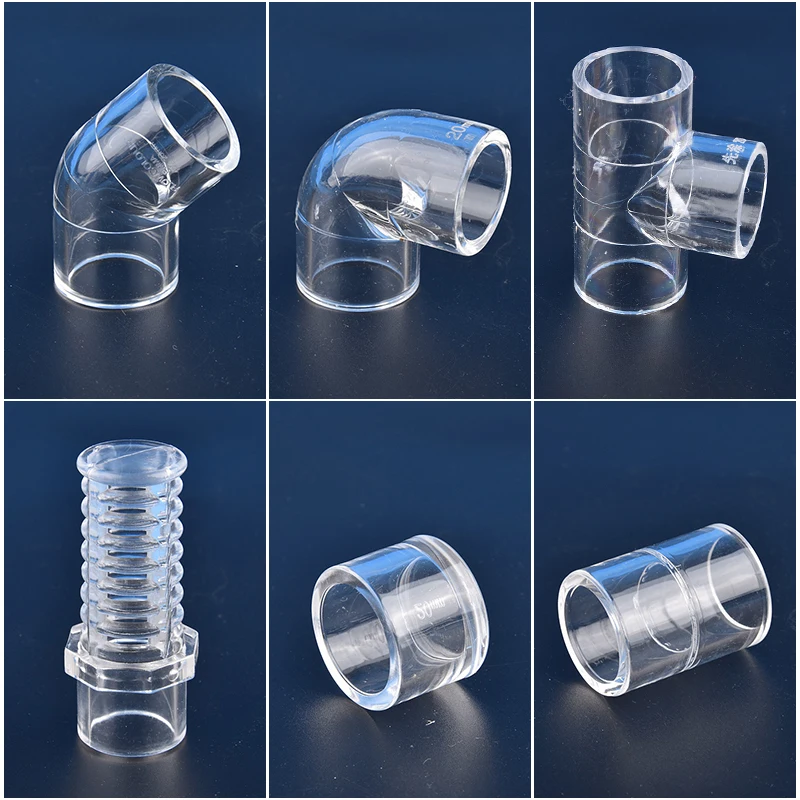 20/25mm Acrylic Pipe Connector Fittings Clear Permeable Flower Basket 90°Elbow Direct Tee Joint Aquarium Fish Tank Garden Joint