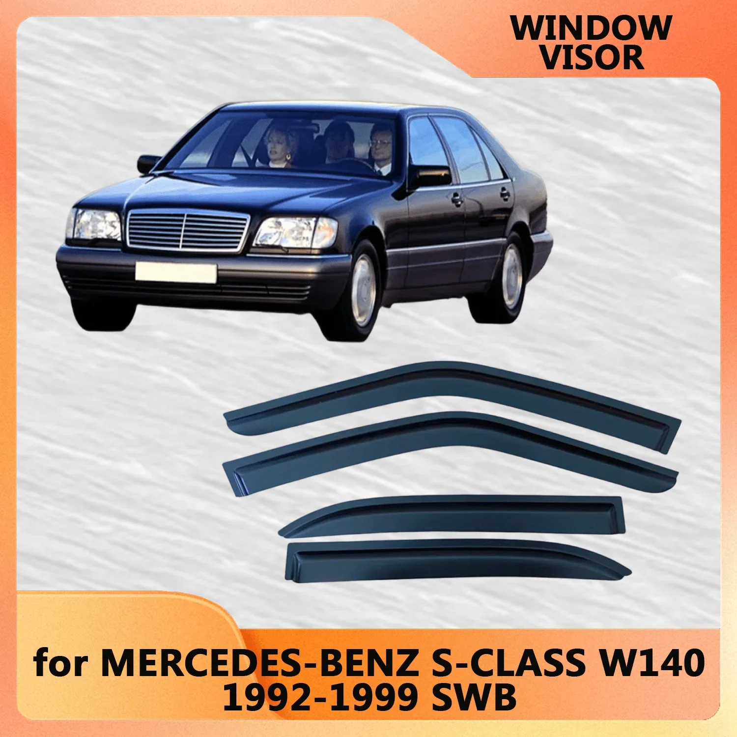 

Оконный козырек для MERCEDES-BENZ S-CLASS W140 1993, 1994, 1995, 1996, 1997, 1998, 1999, SWB, ветрозащитные дефлекторы, защита от дождя, дверной козырек
