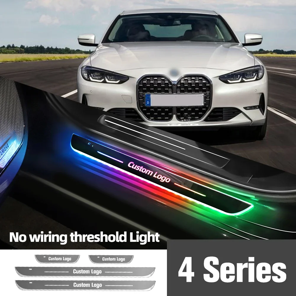 

For BMW 4 Series G22 G23 G26 2020-2023 2022 Car Door Sill Light Customized Logo LED Welcome Threshold Pedal Lamp Accessories