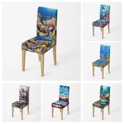 unframed Home chair cover Oil painting style kitchen chairs Coversadjustable dining elastic fabricchairs covers chair cover for
