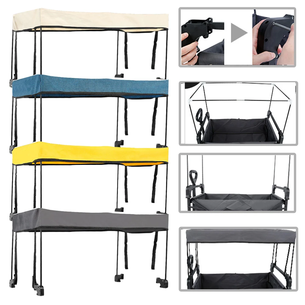 

1 шт. тент для фургона, навесной козырек от солнца для складной тележки, водонепроницаемая тележка из Оксфордской ткани 600D, ручной козырек от солнца