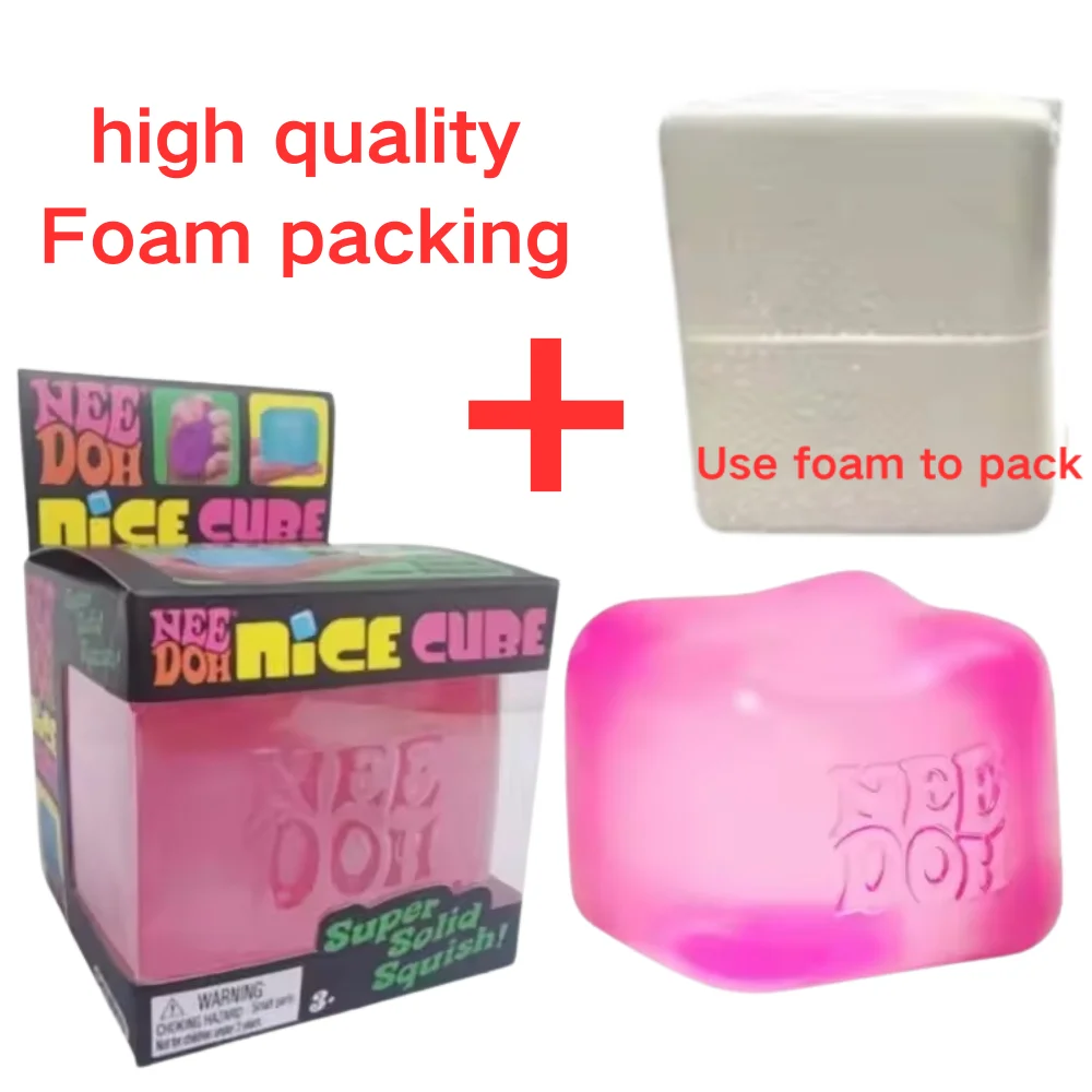 NeeDoh Nice Cube Squishy Stress Soft Stretchy Sensorisches Fidget-Spielzeug zur Angstlinderung, ADHS-Fokus, Stressabbau für Erwachsene und Kinder