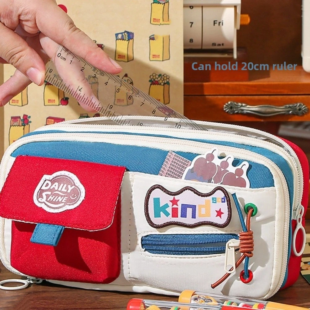Dopamine potloodtas met grote capaciteit Cosmetica-opslag Meerlaagse opbergtas voor briefpapier Ritsorganisator Benodigdheden Penetui