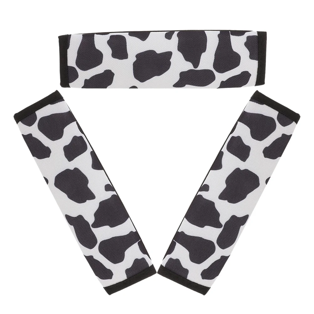 

3Pcs Car Shoulder Pads Cow Print Cover Cushion Comfortable Stylish Driving Pad Cow Print Covers Cover Car Covers