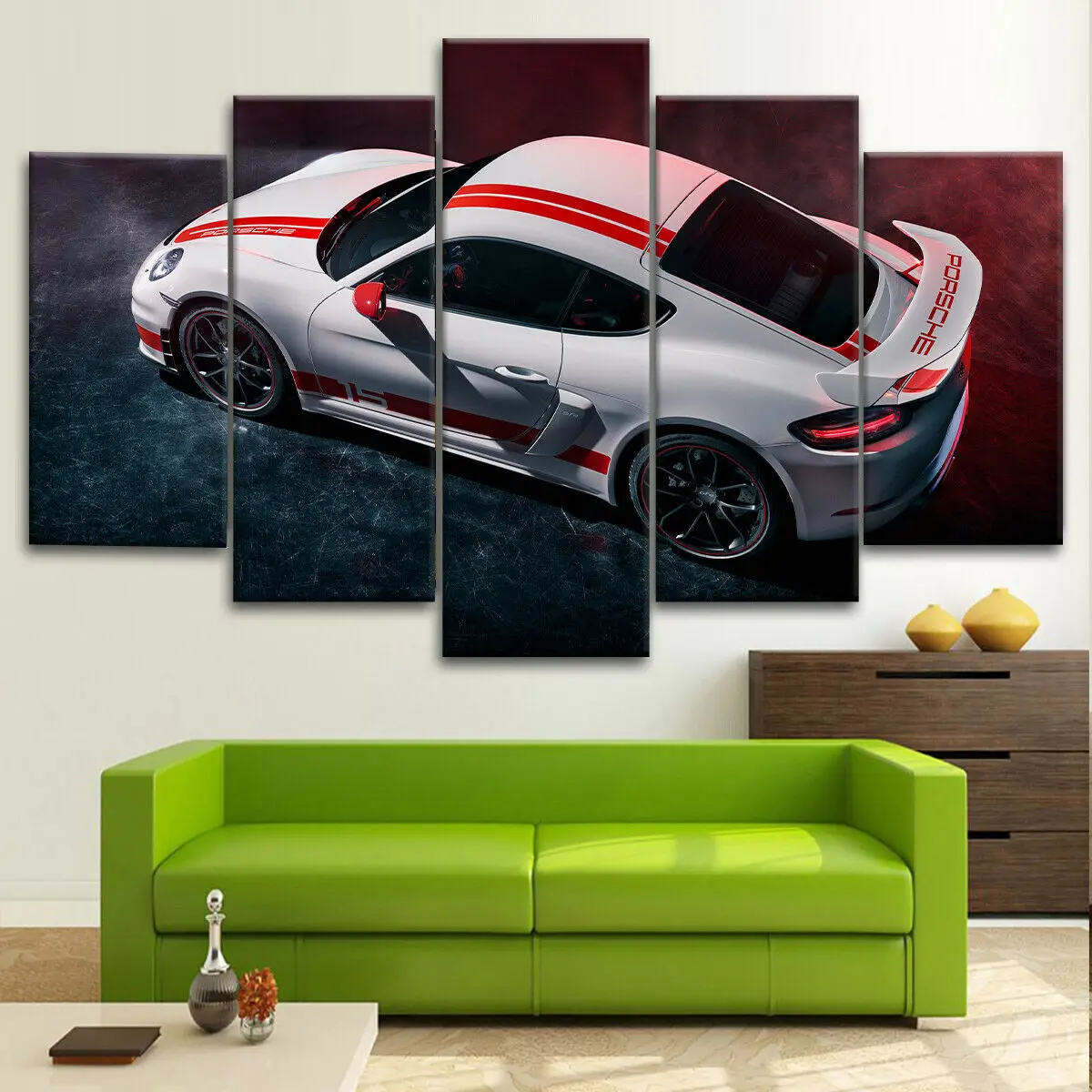 

718 Caymen GT4 Racing Car Canvas 5 Pcs Decorative Printed Wall Art Posters Pictures Paintings for Living Room Home Decor