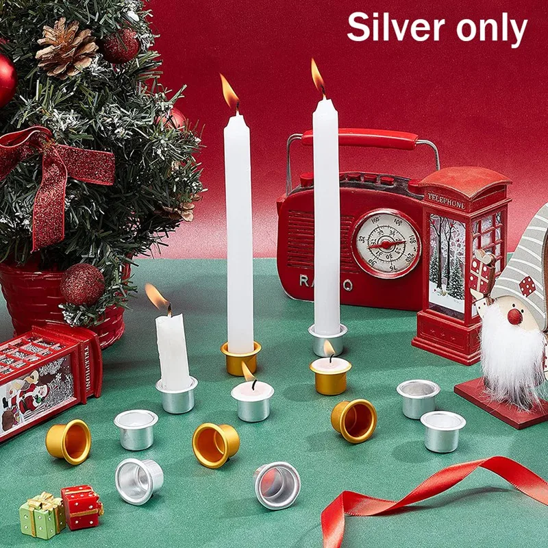 

100Pcs Metal Candle Inserts Metal Candle Cups For Wax Dripping Wood Table Diameter 0.87In