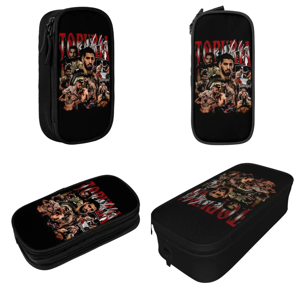 Ilia Topuria-estuches para lápices de lucha libre, caja de bolígrafos para estudiantes, bolsas de almacenamiento grandes para lápices, papelería con cremallera