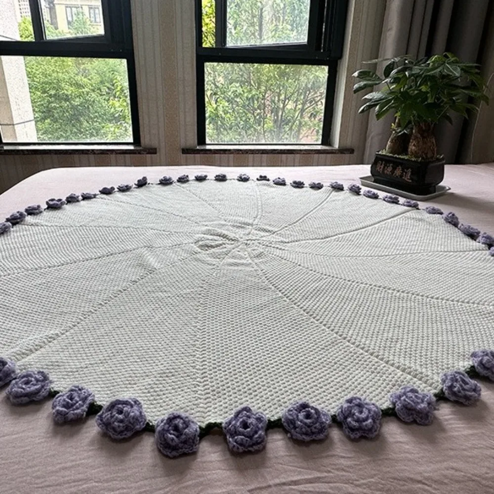 Handmade Gift Crochet Rose Bouquet Blanket Finished Soft Rose Nap Blanket Fashion Flower Hugging Blanket Valentine's Day