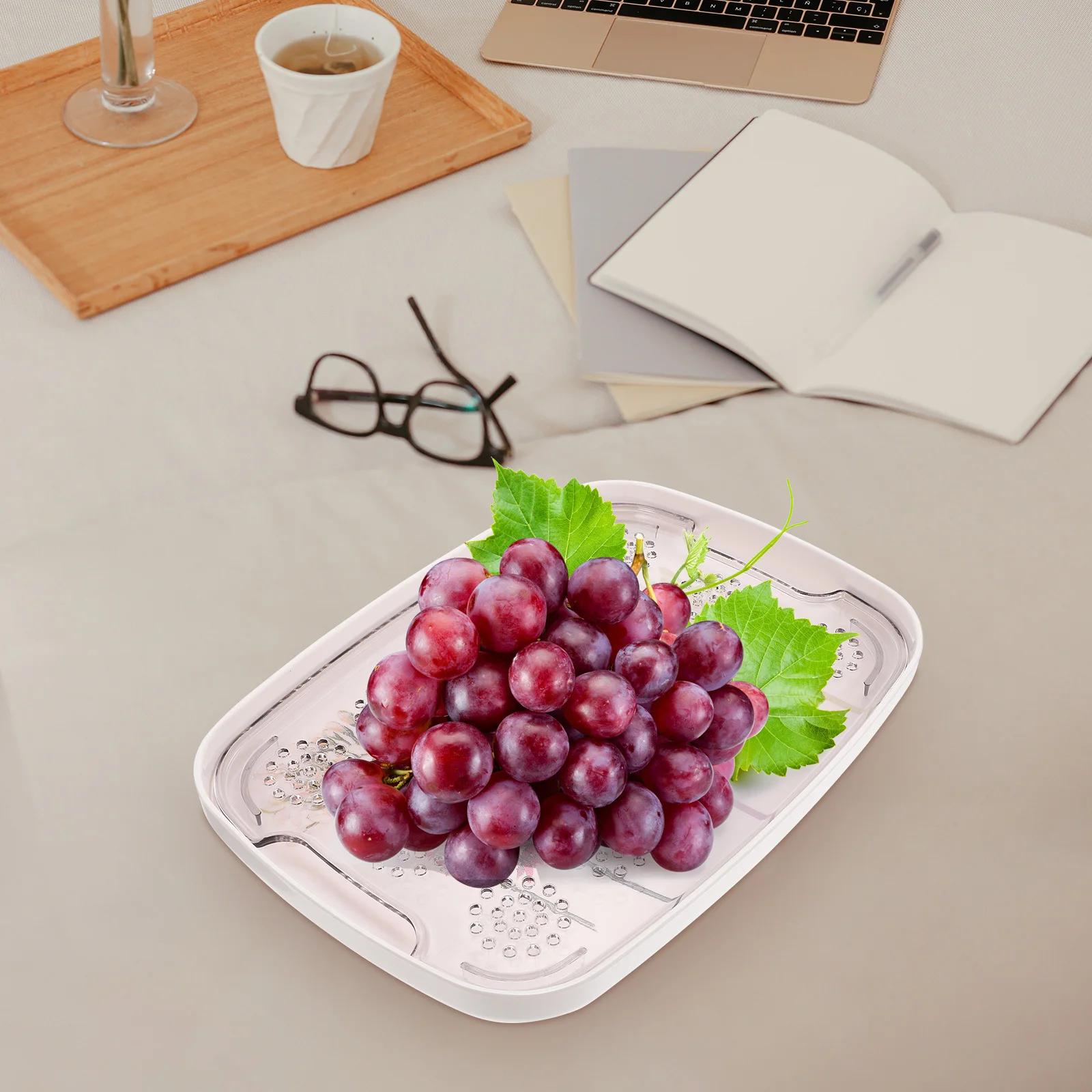 

Double-Layer Tea Cup Drain Tray Creative Multipurpose Fruit Vegetable Storage Tray for Kitchen Tea Serving Drying Plate