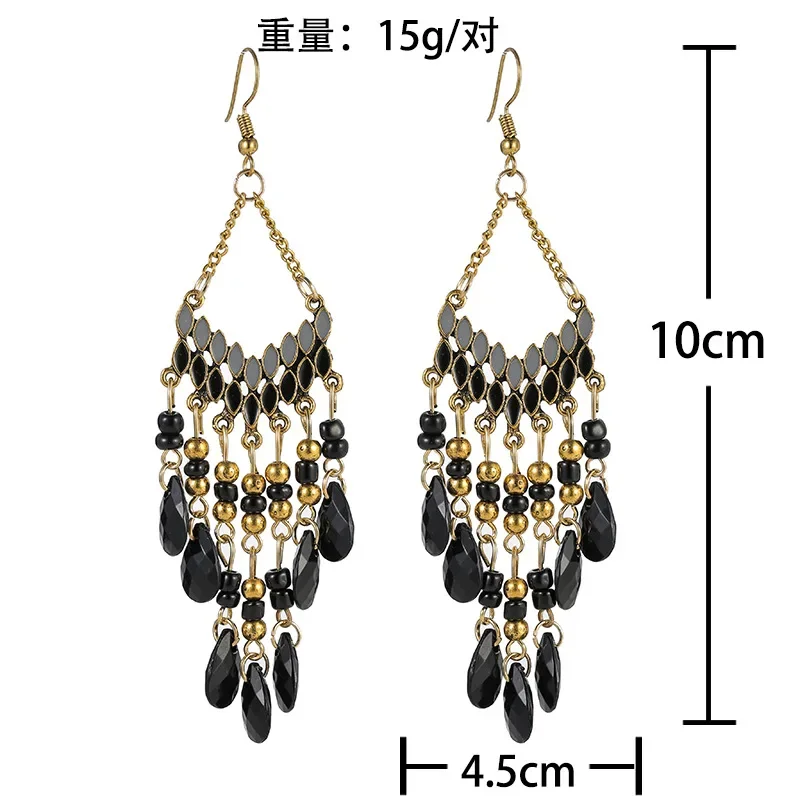 Bohemian Water Drop Tassel Earrings For Women Colorful Beads Dangle Ethnic Style Earring Female Fashion Jewelry