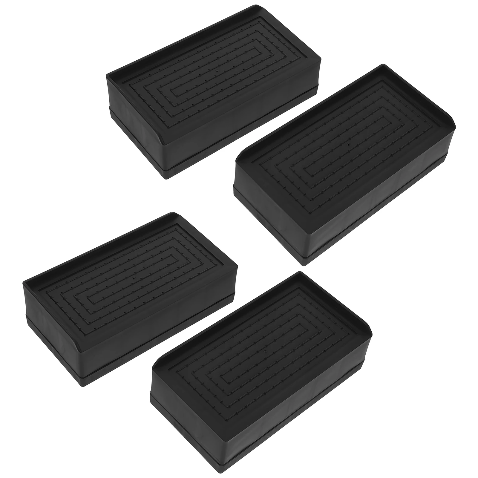 

4pcs Furniture Risers Heavy Duty 18x9x5cm Black TPU Non Slip Bed Sofa Table Elevator Blocks Couch Legs Height Adjuster