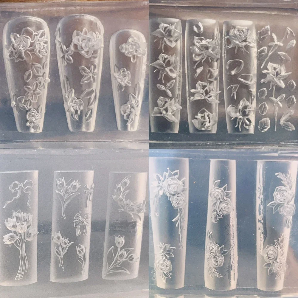 

3D Flowers Series Nail Mold Diy Silicone Nail Tools Rose Gardenia Flower Lotus Design Nail Mold Art Decor Birthday Gift