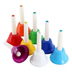 Small Hand Bell Colorful Metal Hand Call Bell With 8 Note Clear Sound Portable Ringing Bell Musical Instrument With Handle For