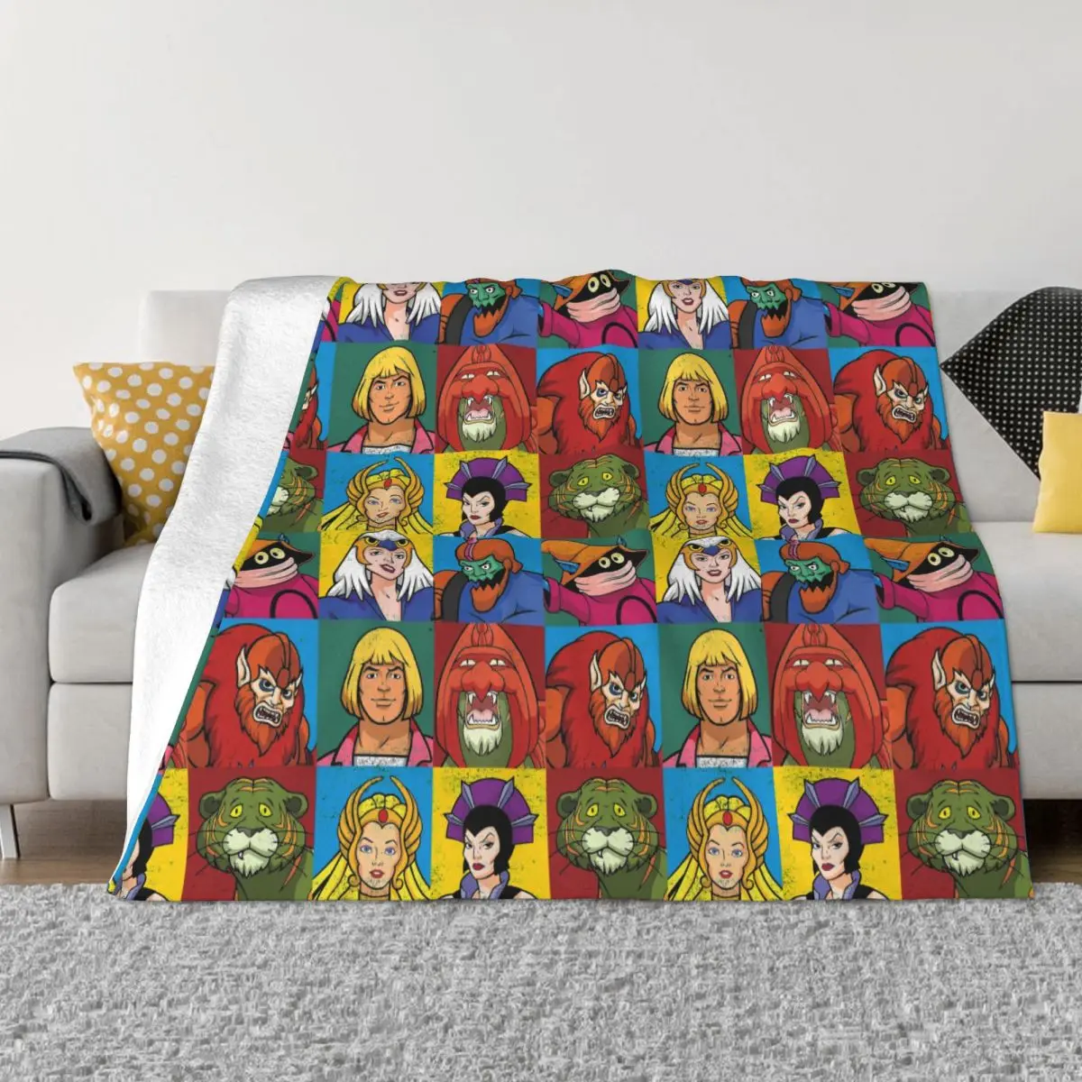 He Man And Friends Blanket Masters Of Universe Skeletor Heman 80s Cartoon Flannel Vintage Warm Throw Blanket Bed Sofa Decoration