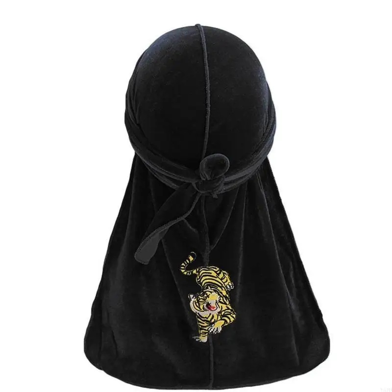 Y5jd color sólido headwraps dourvet durags tampa ajustável para fêmea masculina unissex