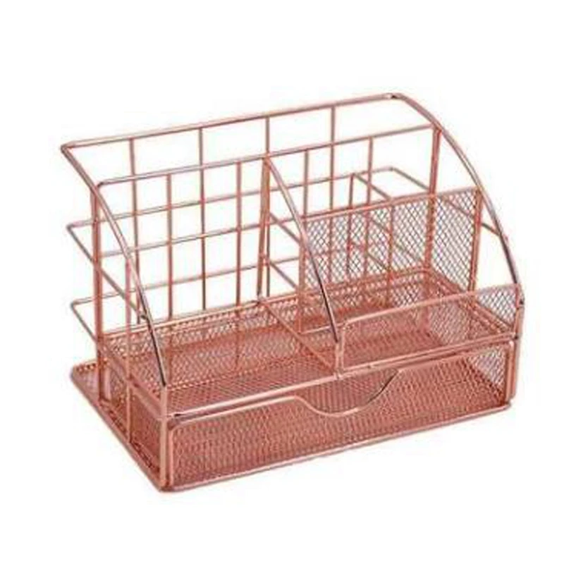 mesh caddy with drawer for women desk organizer material de escritorio desktop organization home acessorios 01