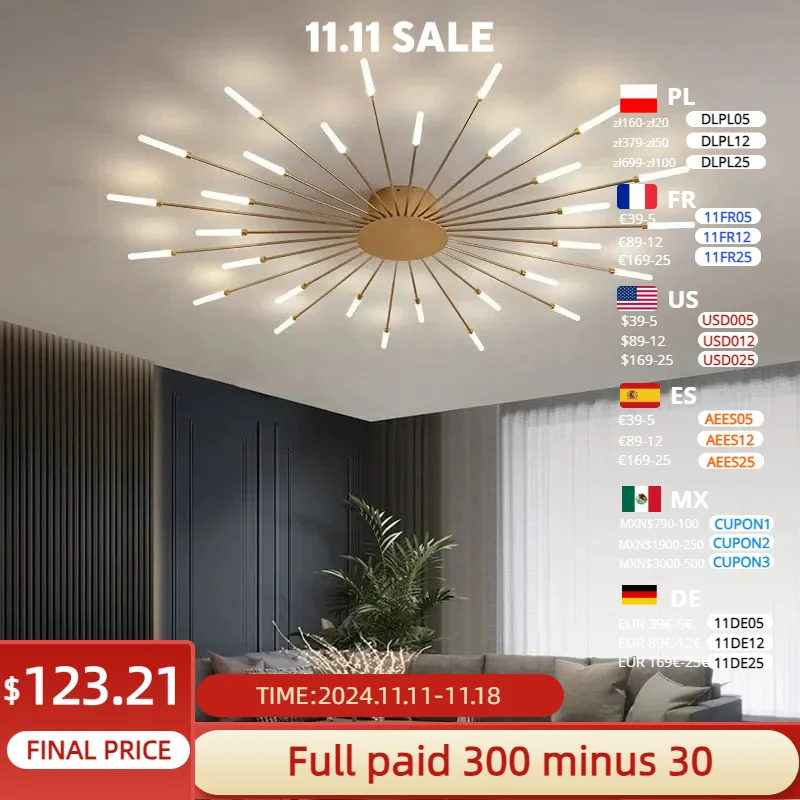 Modern Art Ceiling Light LED Luster Indoor Home Lighting For Bedroom Hall Living Kids Room Acrylic Lamps Fixture Frame 110v-260V