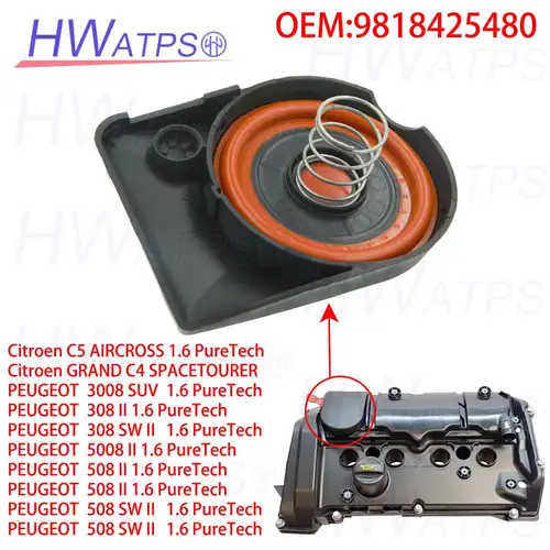 9818425480 Kit de reparación de cubierta de válvula PCV de motor de coche con membrana para Citroen C5 GRAND PEUGEOT 3008 308 II 5008 II 508 SW