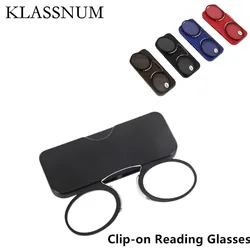 Clip-on Reading Glasses Eyewear For Reading Mini Glasses Nose Bridge Reading Glasses Portable Presbyopic Glasses With Case 1.0