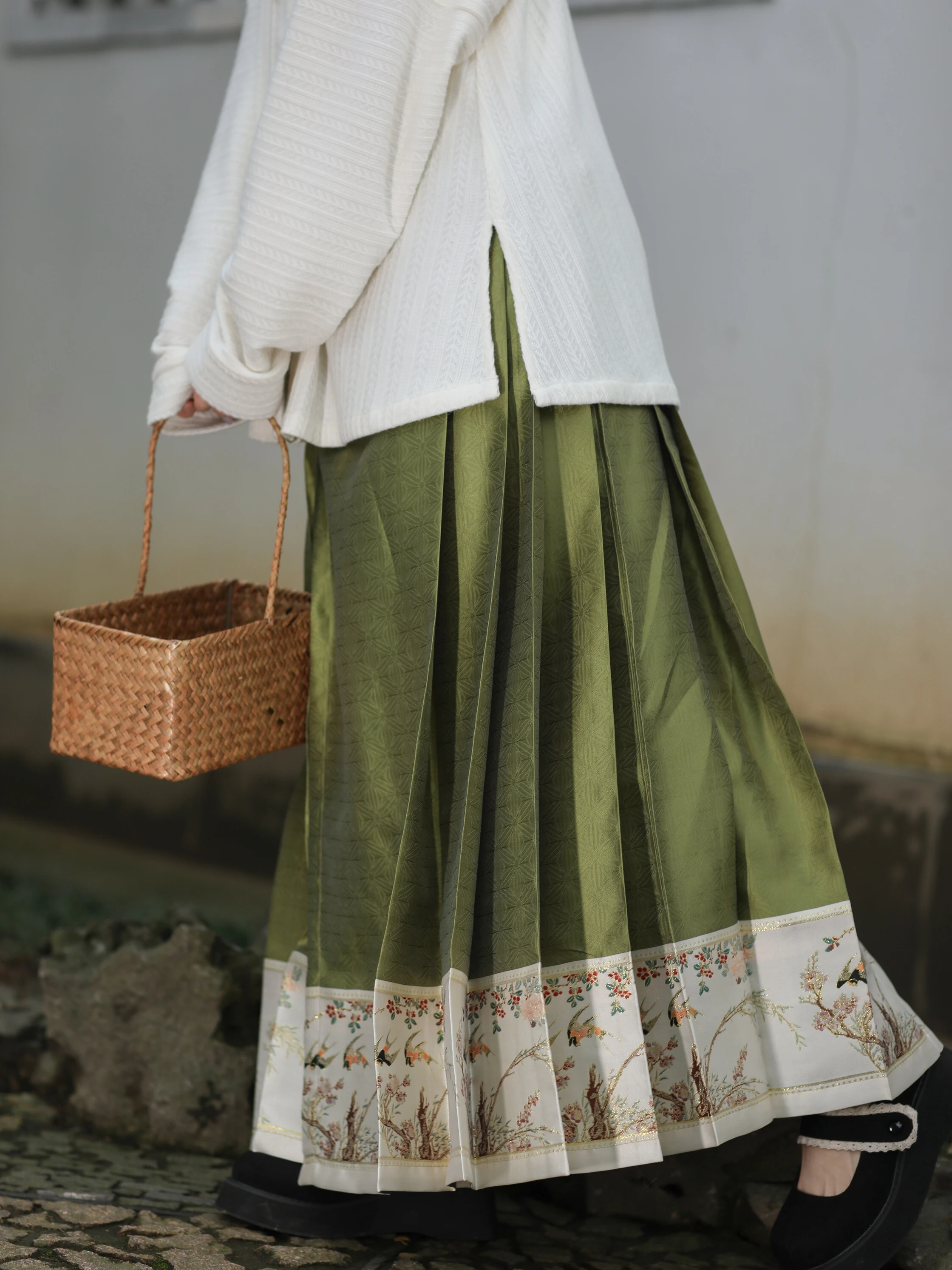 

Оригинальная юбка Hanfu Ming Dynas Sle с рисунком Мин, имитация лица, осень-весна, сезонное полиэфирное волокно