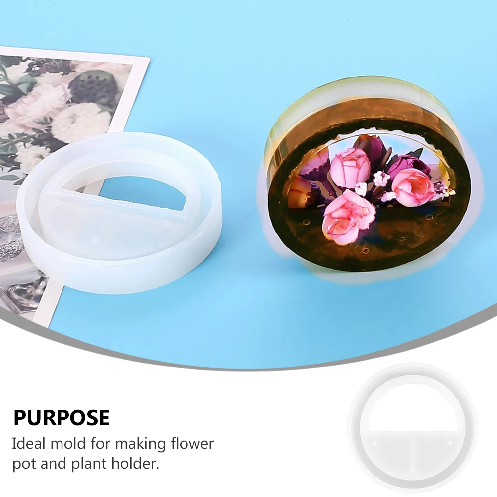 

Green Plant Pot Mold Vase Mould Flower Base Resin Diy Molds for Pots Planter Round