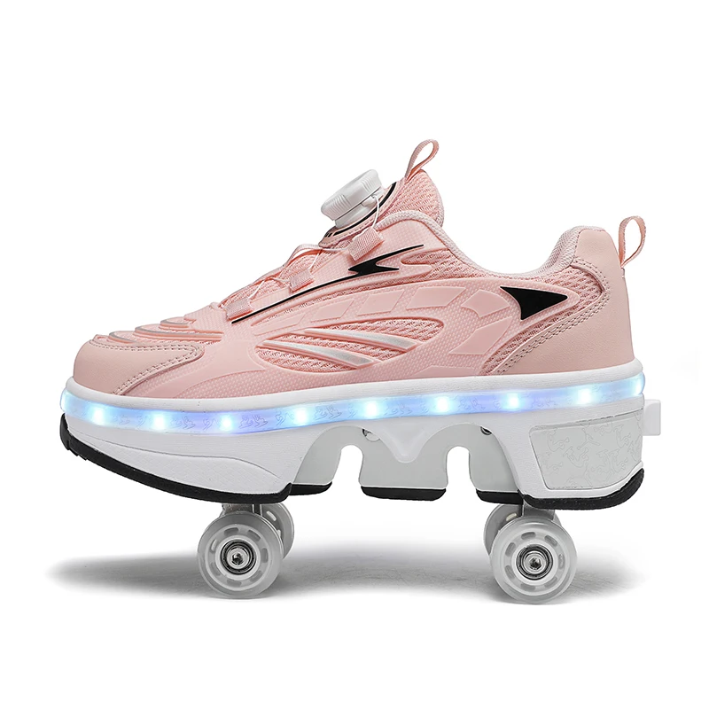 Hot-selling Factory Price Fitness Freestyle Skate Roller Shoes Adults Colors Kick Out with 4 wheels Lights LED flashing skates