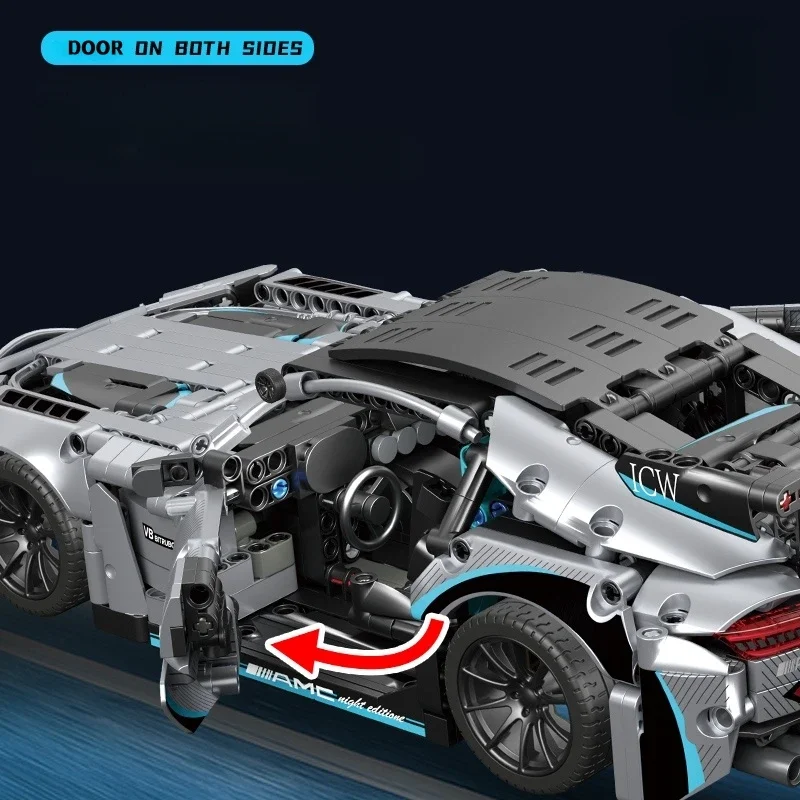 1:14 MOC التقنية مدينة سباق السيارات نموذج 1466 قطعة سيارة رياضية ألعاب مكعبات البناء الفتيان أو الكبار الاطفال للبنين هدايا عيد 3 + #5