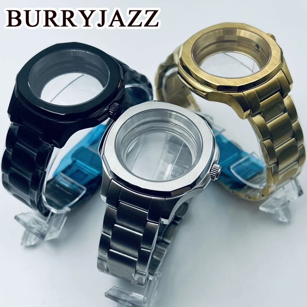 

BURRYJAZZ 42mm NH35 NH36 NH34 NH38 NH70 NH72 Watch Case Waterproof Sapphire Glass Silver Black Rose Gold Solid Stainless Steel