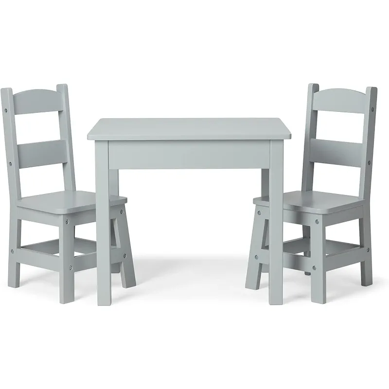 Table & Chairs-Gray Furniture - Wooden Activity Play Table And Chairs Set For Kids