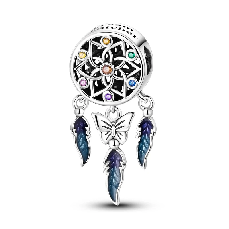 

925 Silver Charm Dream Catcher Charm Suitable for 925 Sterling Silver Women Bracelet Keychain Any Occasion Birthday Gift