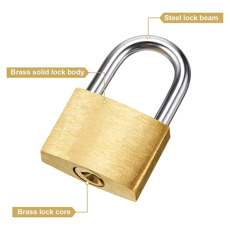 12 Pack Mini Padlock Small Padlock Solid Brass Locks New Gold With 3 Key For Luggage Lock,Backpack,Gym Locker Lock,Suitcase Lock