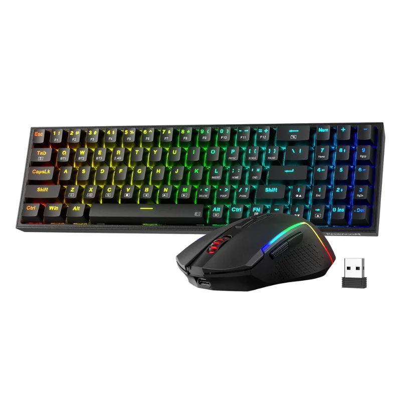 

Redragon BS136 Gaming Keyboard & Mouse Combo, 75% K628 Tri-Mode Wireless RGB Mechanical Keyboard and 7200 DPI Gamer Mouse Bundle