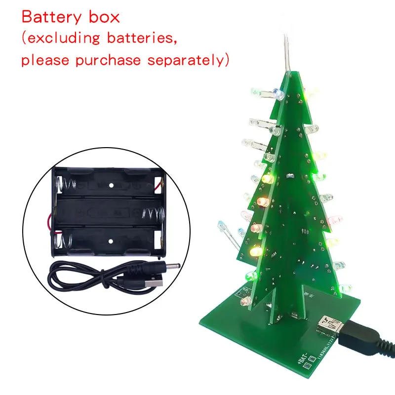 Imagem -03 - Árvore de Natal Led Faça Você Mesmo Kit Vermelho Verde Amarelo Rgb Flash Circuito Eletrônica Fun Suite Tridimensional 3d