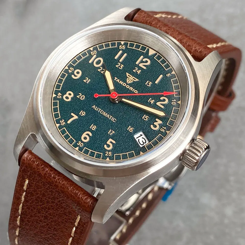 TANDORIO-Reloj de campo militar NH35 para hombre, cronógrafo de 36mm con movimiento automático, cristal de zafiro, 200M, resistente al agua, Lume