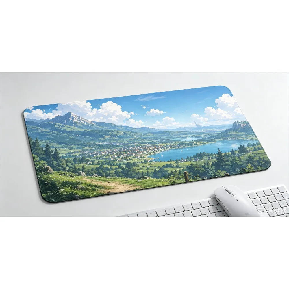 Anime Mountain Lake Landscape Large Gaming Mouse Pad Hayao Miyazaki StyleLock Edge Keyboard Mousepad Computer Decor Table Rug
