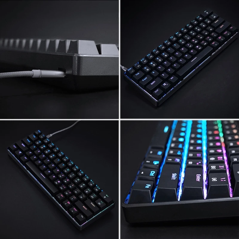 

Mini Keypad RGB Mechanical Keyboard 61 keys Desktop Laptop Office Game Type C Gaming Keyboards 60% Programmable