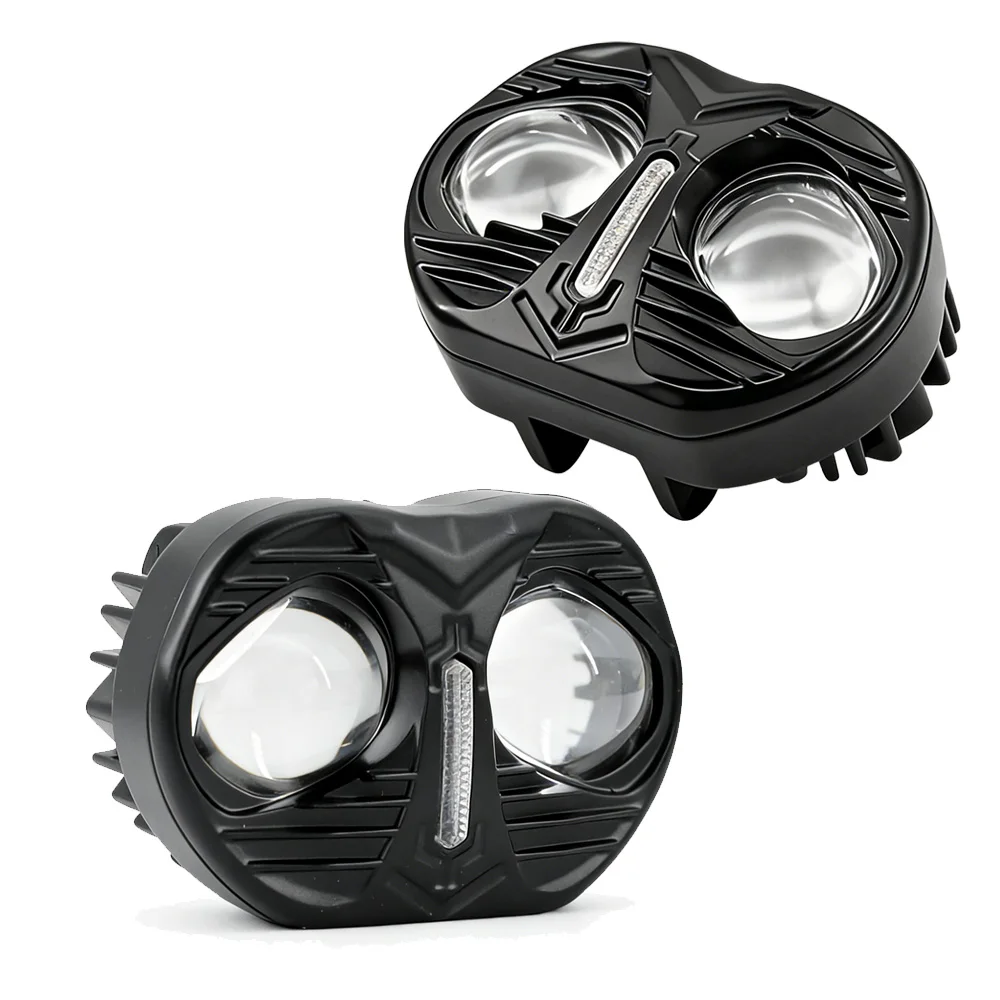 

2-Eye motorcycle spotlight dual lens cat's eye LED headlight far and near light waterproof Drl motorcycle auxiliary fog light