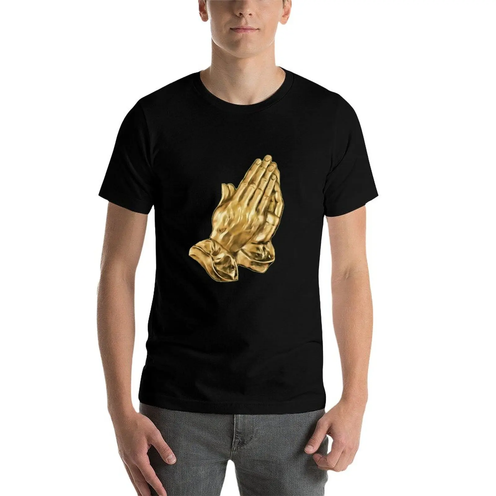 

Gold Praying Hands Pendant T-Shirt g man t shirts for men anime tshirt man t shirts for men casual T-Shirt