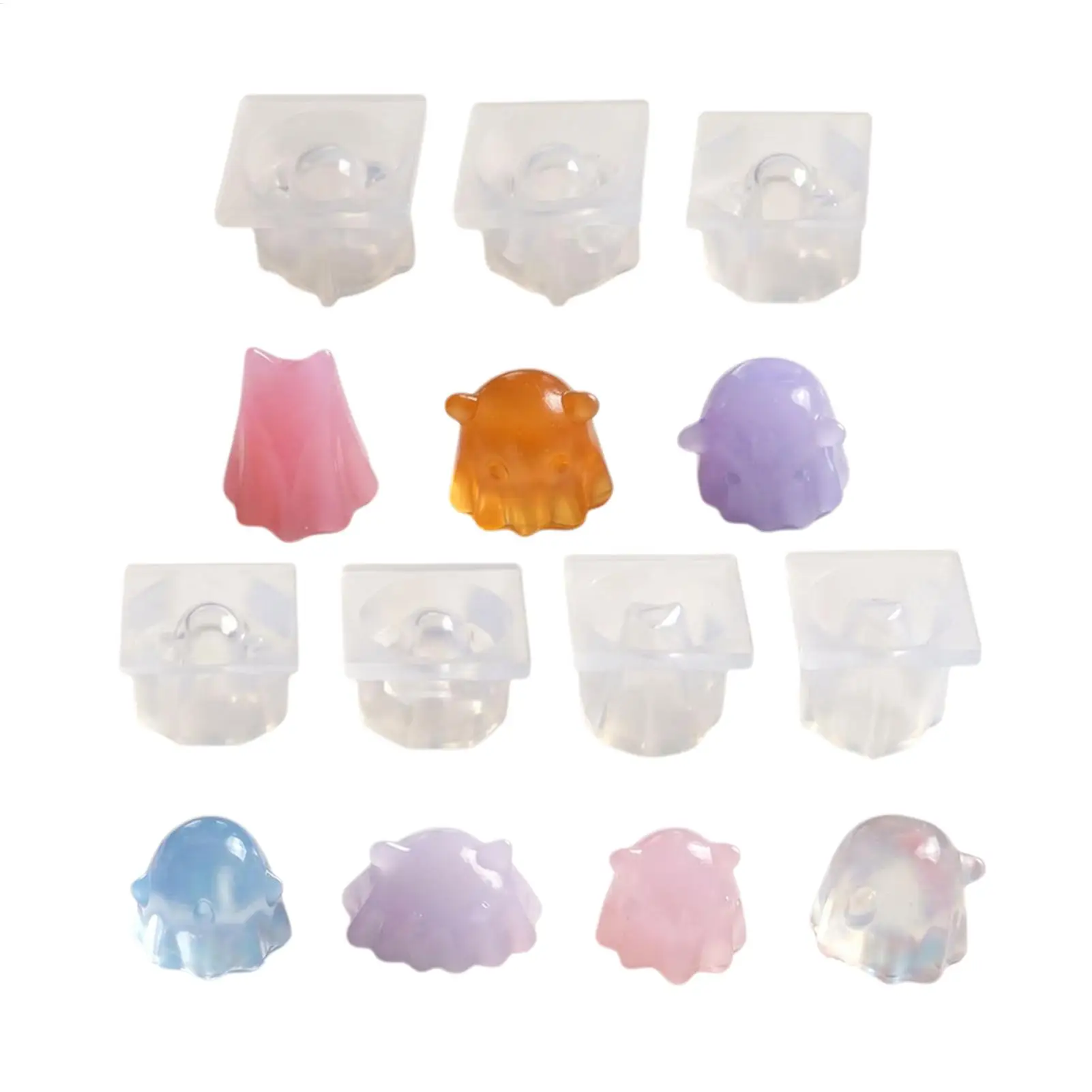 Ghost Mold 3D Silicone Resin Casting Jelly Cute Non-Sticky 7pcs DIY Epoxy Mold for Wax Candle Fondant Clay Miniature Dollhouse