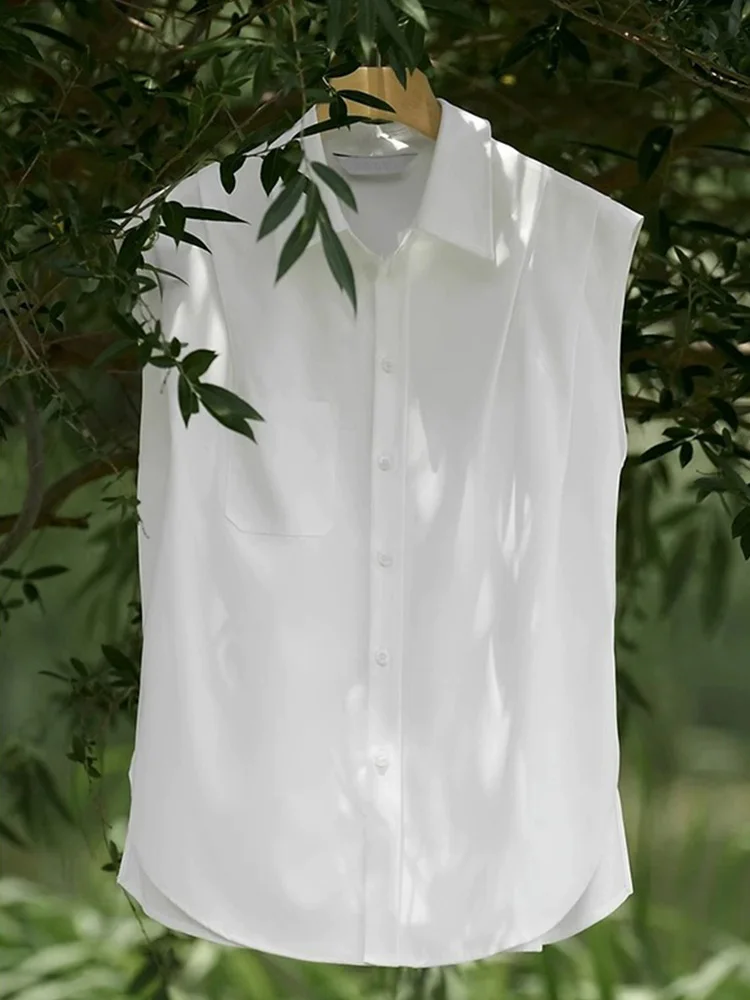 Ele Sommer Casual Svel Single Button Pure Color Damen IRT Vielseitiges Tank Top Pendeln Sle Straight Cut