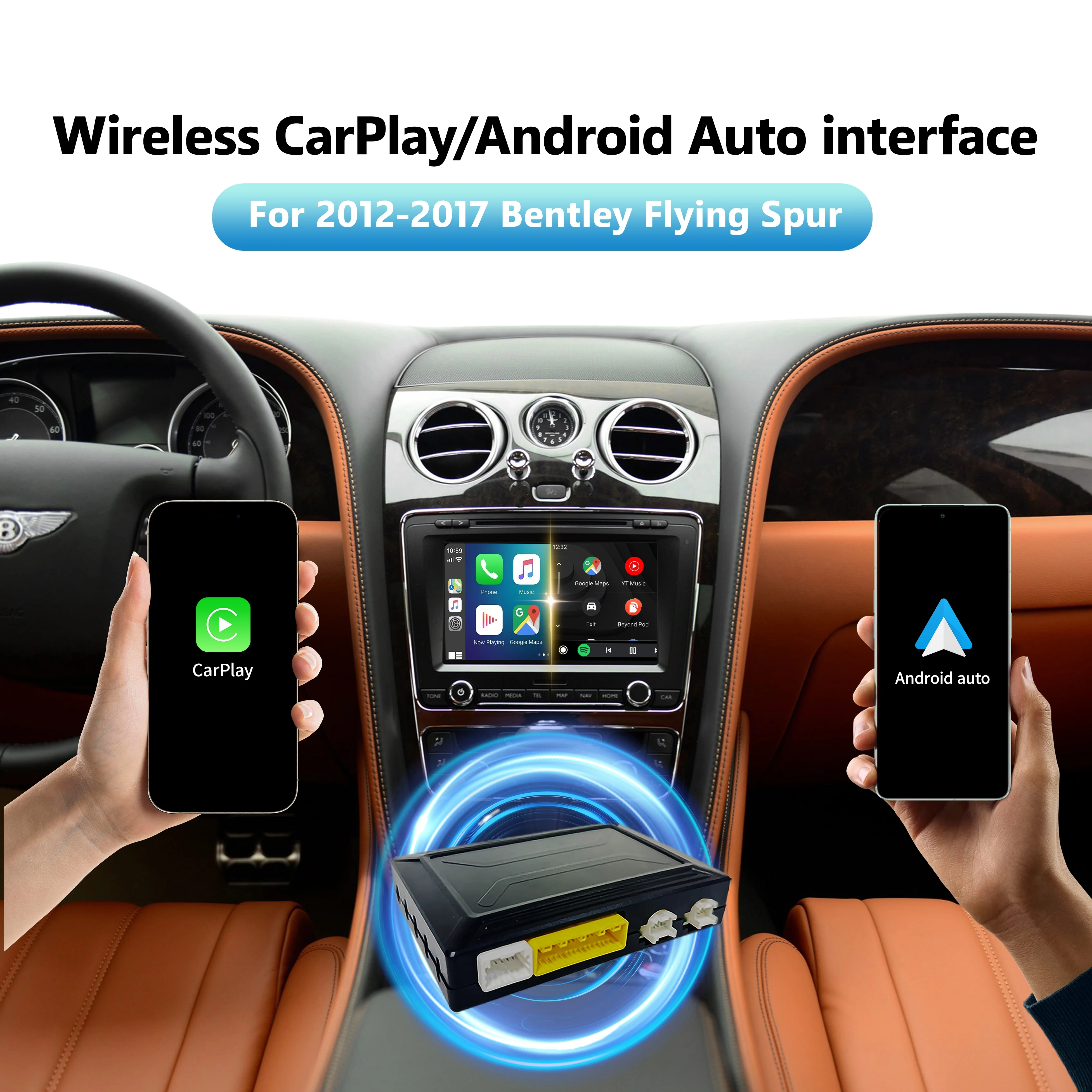 

Multimedia Interface Adapter for Bentley Continental Flying Spur 2012-2017 Wireless CarPlay Android Auto Navigation Upgrade